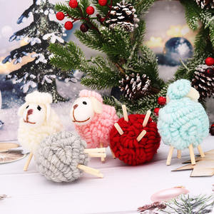 Ensemble d'ornements de jouets mignons en laine Mini Sheep comme cadeau - Product Image 1