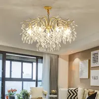 Lustre de cristal dourado iluminação de teto, lustre moderno de luxo, lâmpada pingente grande para casa, sala de jantar, de casamento, de decoração
