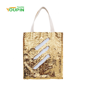 Bolsa <span class=keywords><strong>de</strong></span> Mano Reversible con Lentejuelas Doradas <span class=keywords><strong>de</strong></span> 16x13 Pulgadas, MOQ Bajo, con Reverso <span class=keywords><strong>de</strong></span> Lino y Algodón para Sublimación, Ecológica, para Navidad y <span class=keywords><strong>Halloween</strong></span> - Product Image 1