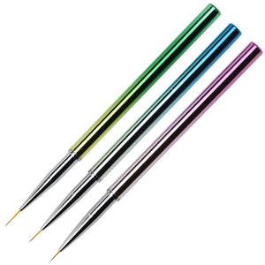 3Pcs Electroplated Acrylic Handle Nail Art Liner Brush <b>Set</b> <b>Crimped</b> Small Pens for Gel Flower Painting - Product Image 5