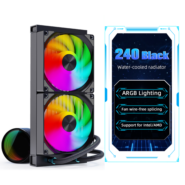 RGB 240mm Dual Fan CPU Water Cooler Radiator Liquid Cooling for Computer Processors Water Cooling Type with Case Application