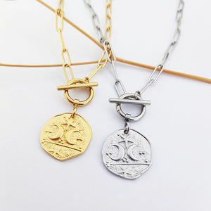 Collar De estrella De Acero inoxidable 3d, cadena De Acero Grueso Con cadena Irregular invisible, bisutería, Clip De papel - Product Image 6