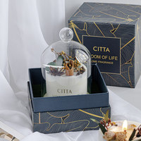 Lilin aromaterapi Label pribadi dengan tutup kaca lilin kedelai bunga mawar kering Vegan mewah pabrik lilin Logo pelanggan