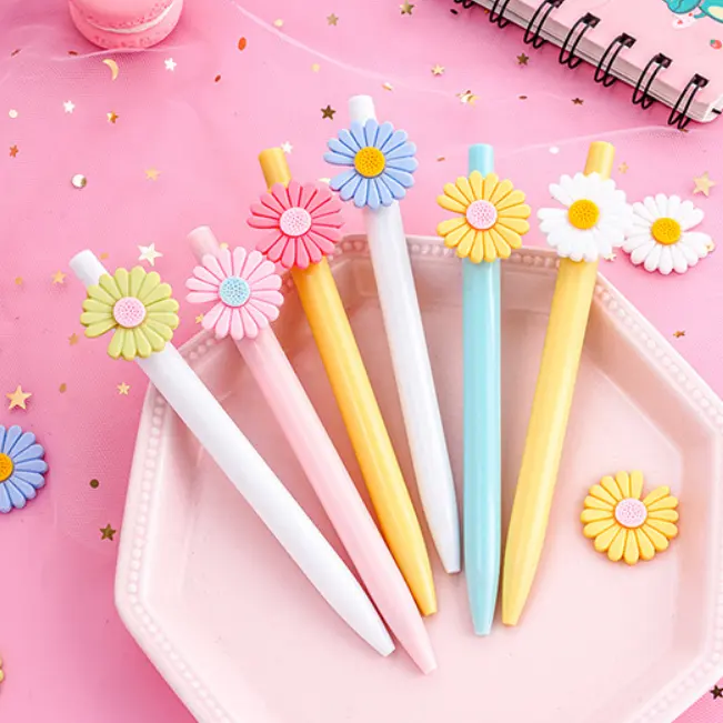 Popular Daisy Press 0.5mm Ballpoint Pen Colorful Black Gel Pen Writing Tool For Office School