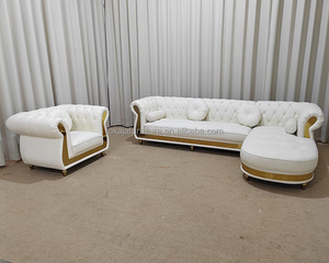 Ensemble de canapés <span class=keywords><strong>d</strong></span>écoratifs dorés de luxe Offres Spéciales Canapé moderne en cuir en forme de L 1 2 3 4 places Canapé <span class=keywords><strong>d</strong></span>'angle à <span class=keywords><strong>boucle</strong></span> de style italien avec chaise - Product Image 2