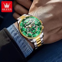 Montre automatique de luxe pour homme OLEVS 6715, mécanique, squelette, phase de lune, bracelet en acier inoxydable, étanche, lumineuse, pour affaires