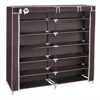 QINLAN Meuble à chaussures non tissé, personnalisable, réglable, simple, double rangée, six couches, anti-poussière, grande capacité, pour salon, export