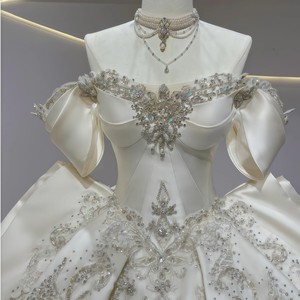 ชุดแต่งงานเจ้าสาวชุดลูกรักประดับด้วยเลื่อมคริสตัลประดับด้วยลูกปัด Jfh04-1รายละเอียด - Product Image 2