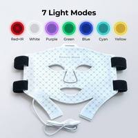 Masque facial LED en silicone médical à 7 couleurs pour thérapie par lumière rouge, haute intensité, utilisation domestique, photothérapie OEMODM