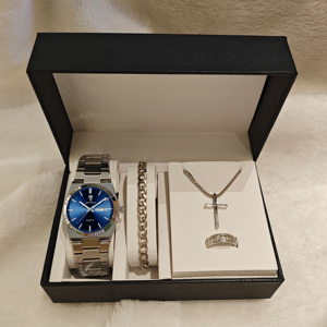 Montre Gohuos 8807 de haute qualité pour homme, montre de luxe lumineuse, étanche, avec calendrier, ensemble de 5 pièces avec collier, bague et bracelet - Product Image 2
