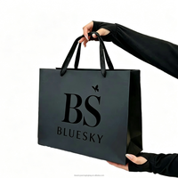 Sacs de courses en papier noir de luxe personnalisés, écologiques, recyclables, avec logo personnalisé pour les petites entreprises, vente en gros