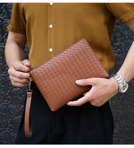 <span class=keywords><strong>Portefeuille</strong></span> Pochette Rétro en Cuir PU Tressé pour <span class=keywords><strong>Homme</strong></span>, Style Vintage avec <span class=keywords><strong>Multi</strong></span>-Compartiments, Fermeture Éclair et Doublure Polyester - Product Image 2