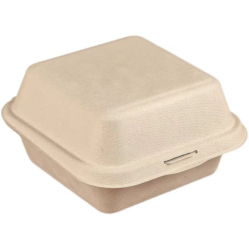 Contenedor de sándwich Biodegradable para llevar comida, caja de almuerzo de papel de embalaje Bento, impermeable, impresión OEM