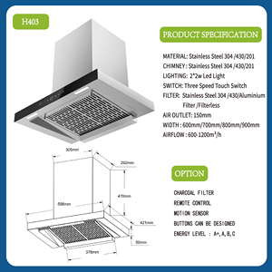 <span class=keywords><strong>Campana</strong></span> <span class=keywords><strong>Extractora</strong></span> de Cocina OEM ODM de Acero Inoxidable, Montada en Pared, con Ventilación, Control Táctil Silencioso, Fácil de Limpiar - Product Image 4