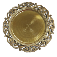Assiettes de présentation dorées électroplaquées Woju Vintage 13 pouces en plastique avec bord festonné pour la location d'événements et la mise en table
