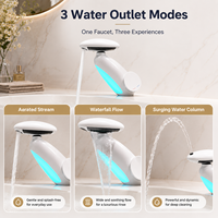 Robinet de lavabo cascade monocommande à LED, changeant de couleur selon la température, pour eau chaude et froide, à poser sur comptoir, pour projets hôteliers