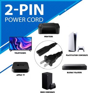 Cable de Alimentación de CA de Alta Calidad con 2 Pines C8, 1.5m, Estándar de 2 Ranuras para <span class=keywords><strong>TV</strong></span>, PS4, PS5, <span class=keywords><strong>Altavoz</strong></span>, Monitor, Xbox, Cable de Alimentación de Pared - Product Image 2