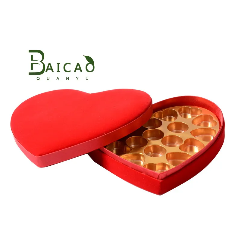 Boş çikolata kutusu kırmızı kalp şekli özel tasarım hediye kutuları noel çikolata ambalaj kutusu