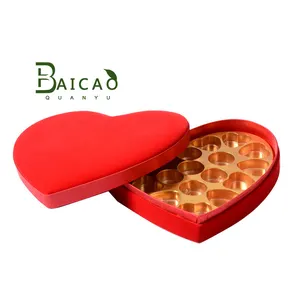 Caja de Chocolate vacía con forma de corazón rojo, Cajas de Regalo personalizadas, embalaje de Chocolate de Navidad