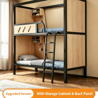 Lit en bois avec structure métallique pour dortoir étudiant, dortoir du personnel, séjour familial, lit superposé, mobilier de chambre