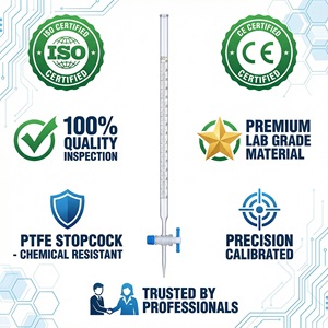 บิวเรตแก้วโบโรซิลิเกตเกรด A ขนาด 50 มล. พร้อมจุกปิด PTFE สีน้ำเงิน สำหรับงานวิทยาศาสตร์เคมีในห้องปฏิบัติการ - Product Image 5