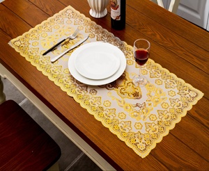 Lớn hình chữ nhật sang trọng in ren placemat bảng doilies vàng ren placemats - Product Image 3