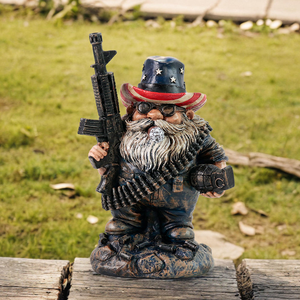 Figura de <span class=keywords><strong>Guerrero</strong></span> Enano de Camuflaje <span class=keywords><strong>Americano</strong></span> de Resina - Pieza Decorativa de Estilo Rústico Pintada a Mano para Decoración de Escritorio/Patio - Product Image 3