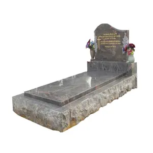 Grosir Set Kerb Penuh Granit Headstone Mewah Tombstone Gravestone Monumen