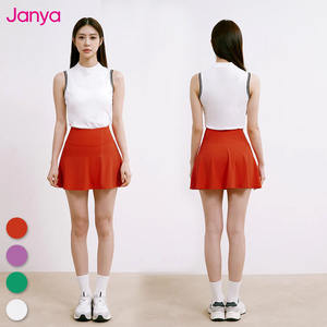 Janya kadınlar açık Badminton giyim spor seti renk engelleme yüksek boyun Tank Top + 2 in 1 cep etek Golf tenis seti - Product Image 1