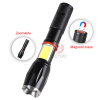 Mini lampe torche zoom avec corps en alliage d'aluminium, batterie rechargeable, indice de protection IP54, base magnétique, LED 1000 lumens, utilisation en cas d'urgence