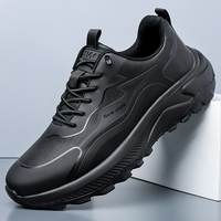 Chaussures de course décontractées pour hommes toutes saisons, empeigne en cuir, fermeture à lacets pour un confort respirant