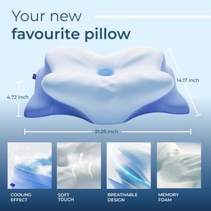 Derila Ergo Cervical Neck <b>Pillow</b> <b>Memory</b> Foam Contour <b>Pillow</b> for Back Side Sleepers 21.25 x 14.17 x - Product Image 3
