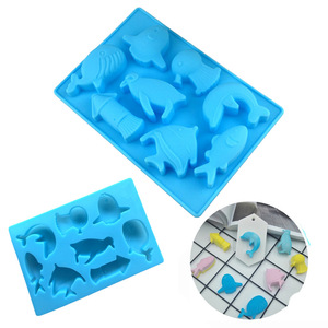 HY Khuôn Silicon Thế Giới Đại Dương 8 Lỗ Khay Đá Sô Cô La Biển Cá Voi Cá Heo Chim Cánh Cụt Cá - Product Image 6