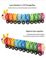 Jouets éducatifs en bois à succès : train chenille, jeu de classification numérique, panneaux de signalisation routière et de stationnement, puzzles