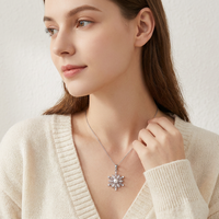 Pendentif élégant ZG en laiton avec perle d'eau douce et pierre précieuse marquise flocon de neige, bijou festif