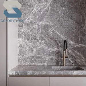 Établi en marbre gris rodé Ventura, revêtement de sol et de mur, décoration de salle de bain