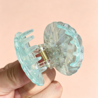 CHUJIAN Nouvelles pinces à cheveux en acétate en forme de coquille, pinces requin à strass, barrettes scintillantes pour demi-queue de cheveux pour femmes et filles