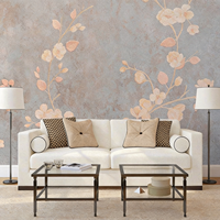 Papier peint floral vintage, papier peint mural personnalisé, papier peint mural à fleurs de pêche douces pour le salon, la chambre à coucher, la décoration de la maison, salon