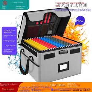 Custom <b>Collapsible</b> Fiberglass Fireproof Safe Bag Money <b>Storage</b> <b>Box</b> Office Zipper File Document <b>Box</b> <b>Storage</b> Organizer with Lock - Product Image 2
