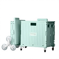 Chariot de courses pliable, chariot d'épicerie portable avec roues pour monter les escaliers, poignée en plastique pour supermarché, camping