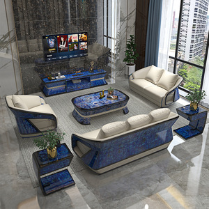 Set di Divani in Vera Pelle Stile Italiano di Lusso Leggero - Design <span class=keywords><strong>Mobile</strong></span> a Forma di Barra Dritta per Piccoli Appartamenti e Soggiorni - Product Image 2