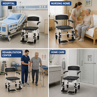Chaise de toilette légère en aluminium avec roulettes, hauteur réglable, pour personnes âgées et handicapées, certifiée CE