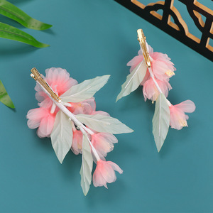 25 nouvelles pinces à cheveux artisanales au design original, motif begonie rose printanière, accessoires de maquillage et de coiffure de style chinois pour Hanfu - Product Image 2