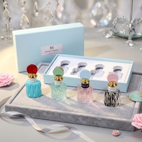 Damenparfüm Kleine Facettierte Flasche Goldener Kragen Runder Verschluss Türkis-Rot Geschenkset-Box Perle Charmant Langanhaltend