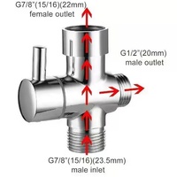 Offre Spéciale Chrome galvanoplastie 3 voies adaptateur en T pommeau de douche vanne de dérivation robinet à ouverture rapide vanne de Conversion accessoires de douche