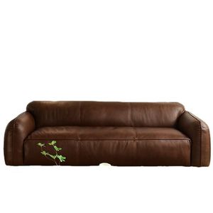 Sofá en Forma de U de Cuero, Relleno de Espuma, Tapizado en Cuero, Diseño Moderno Nórdico Minimalista, Muebles para Sala de Estar - Product Image 4