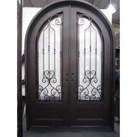 Porte double battante en fer forgé personnalisable, design classique en fer noir pour villa, fabricant en gros, OEM