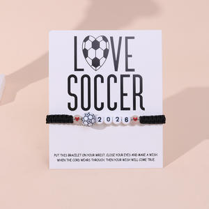 Nouveaux Bracelets de Fête Souvenirs de Football Tressés à la Main, Design Créatif Coupe du Monde <span class=keywords><strong>FIFA</strong></span> 2026, Bracelets Carte « J'aime le Football » - Product Image 6