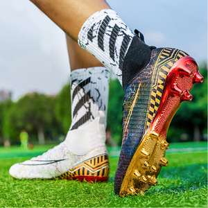 Soccer Shoes <b>Men</b> AG <b>Studs</b> Gold Outsole High Top Synthetic Upper Summer Training Football Cleats - Product Image 4