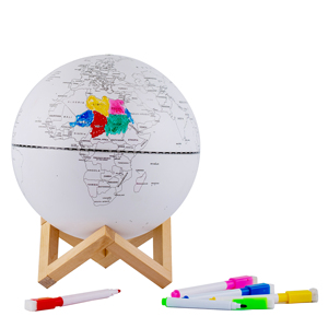 Globo Terráqueo Musical <span class=keywords><strong>de</strong></span> Plástico LED <span class=keywords><strong>de</strong></span> 14.2cm/5.6" para Colorear, con Base <span class=keywords><strong>de</strong></span> Madera, para Dibujar y Borrar, Luz Nocturna Educativa, Caja <span class=keywords><strong>de</strong></span> Regalo para Niños - Product Image 1